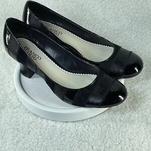 Franco Sarto Heels Womens Sz 9M Black Bunny Leather 3 Inch Heels Cushioned